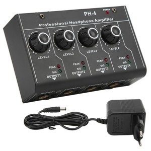 Divisor de amplificador de auriculares Salida estéreo de 4 canales Entrada RCA Mini conmutador 220VAC