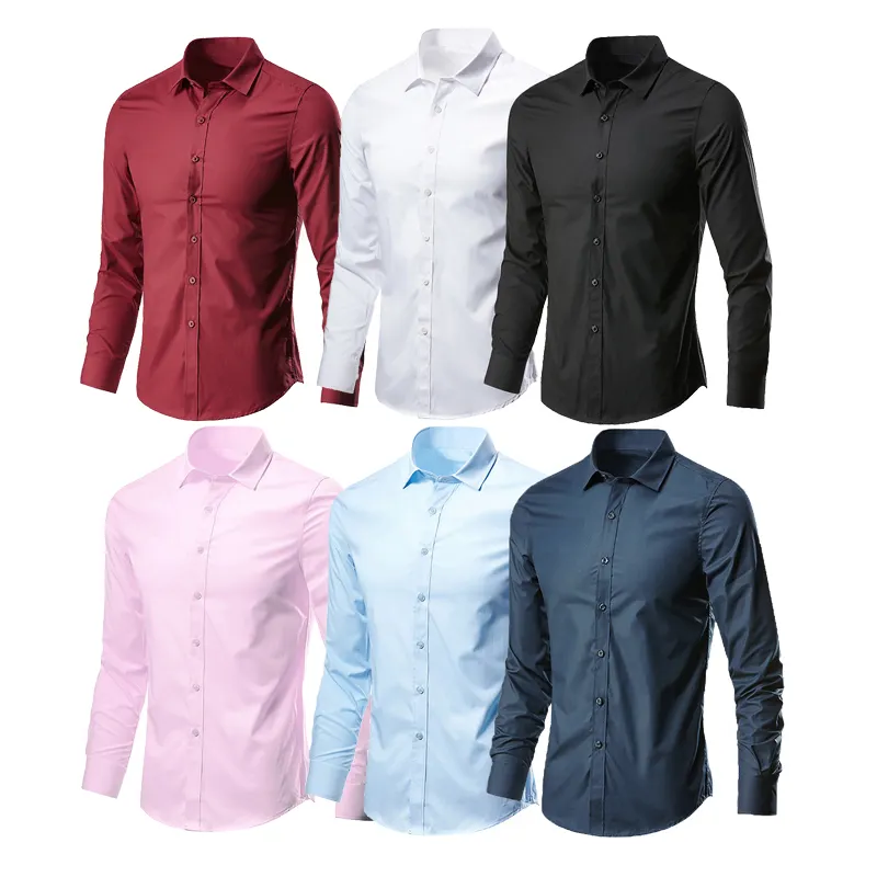 Fuyu Großhandel Männer einfarbig Langarmhemd Business Casual Herren anzüge Herren T-Shirt