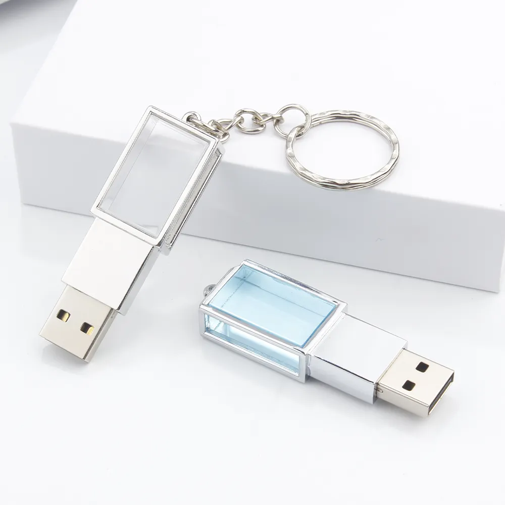 Memoria Stik Usb Flash Drive, 2.0 3.0 mewah 4G 8G 16G 64G 128Gb kustom kaca kristal Cle Usb Flash Drive