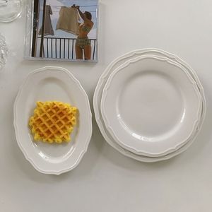 Bộ đồ ăn cưới bằng sứ cao cấp màu trắng, đồ dùng nhà hàng kiểu cổ điển Pháp, đĩa gốm sứ - Product Image 5