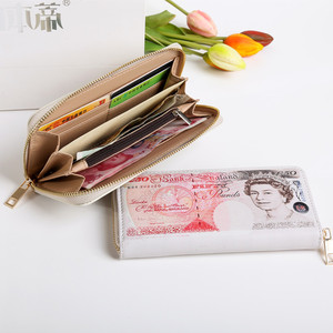 Customizable PU Long Zipper Wallet with Creative Money Design - Dollar <strong>Euro</strong> Funny Large Capacity Multi-Card <strong>Holder</strong> for Students - Product Image 2
