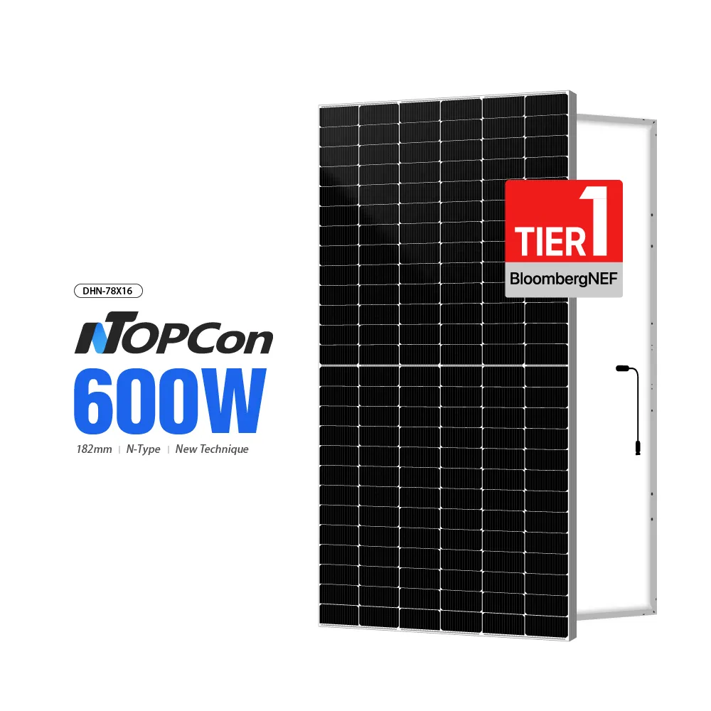 Dah topcon fotovoltic לוח 156 תא 600w 610w 620 לוחות סולאריים עם סוללה וכלי חשמל inverter