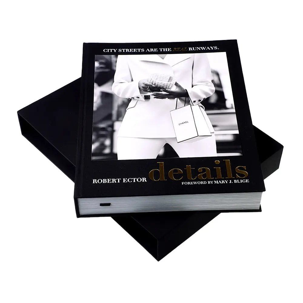 Impresión de libros de fotografía personalizada con estampado de lámina dorada y estuche