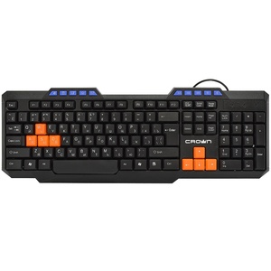 Crown Micro RGB Teclado Multimedia con Cable de 104 Teclas, Varios Idiomas, Negro, Naranja y Azul, Teclas