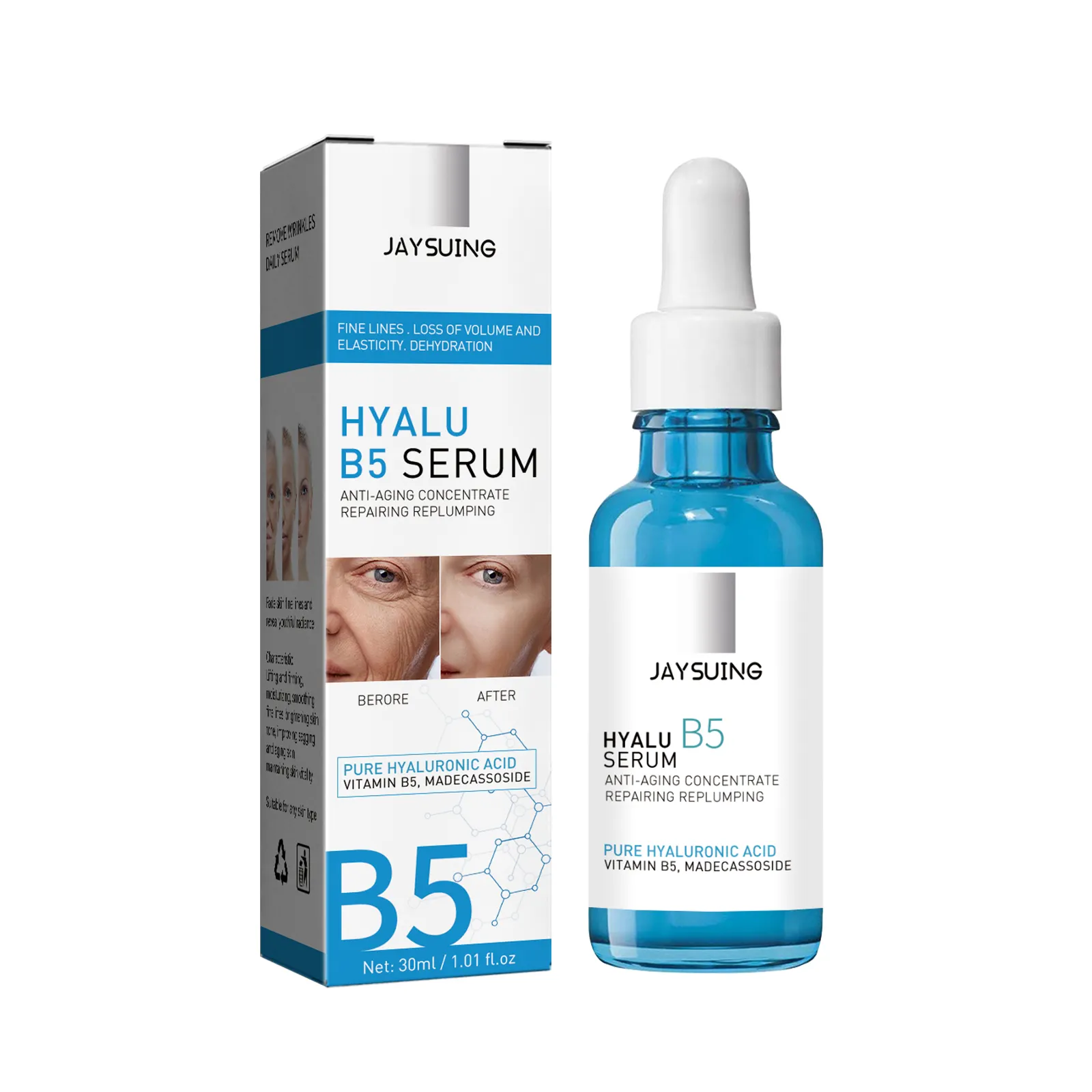High Quality Organic Anti-aging Hyalu B5 Facial Serum Pure Hyaluronic Acid Vitamin B5 Firming Repairing Face Skincare Serum Oem
