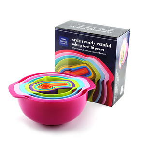 10-in-1 çevre dostu BPA içermeyen plastik yuvalama kase seti salata karıştırma pişirme hazırlık için-renkli ölçüm kaseler - Product Image 6