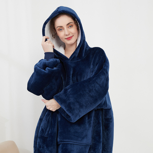 Áo Nỉ Có Mũ Trùm Đầu Ngoại Cỡ Mùa Đông Sherpa Chất Lượng Cao Hai Lớp Chất Liệu Vải Flanen Sherpa Chất Lượng Cao Tại Nhà - Product Image 4