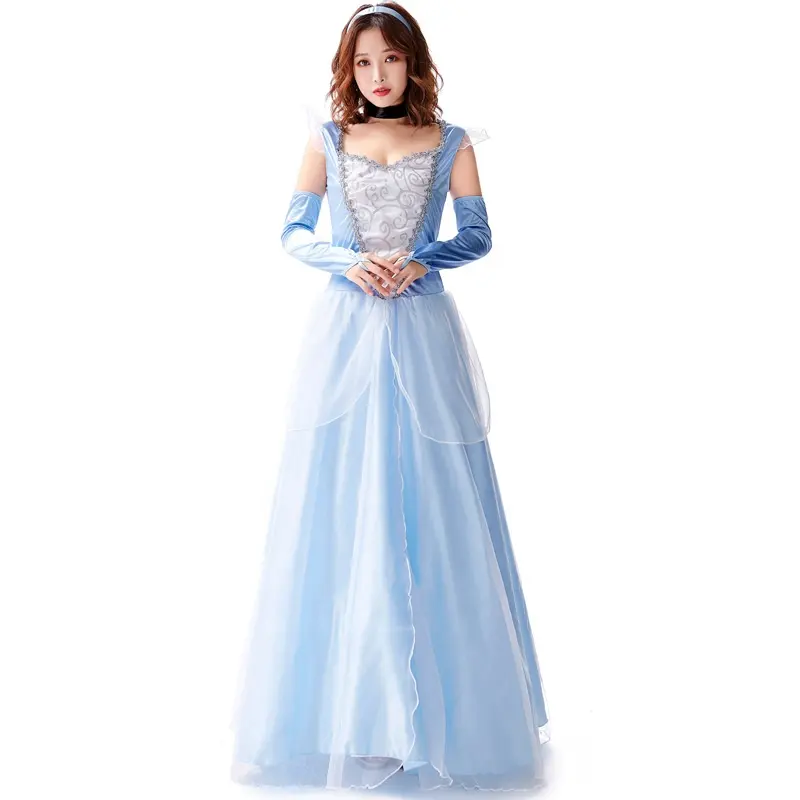 Princess Women Girl Dress con guanti collana accessori per fascia per Cosplay Halloween Party Costume Dress