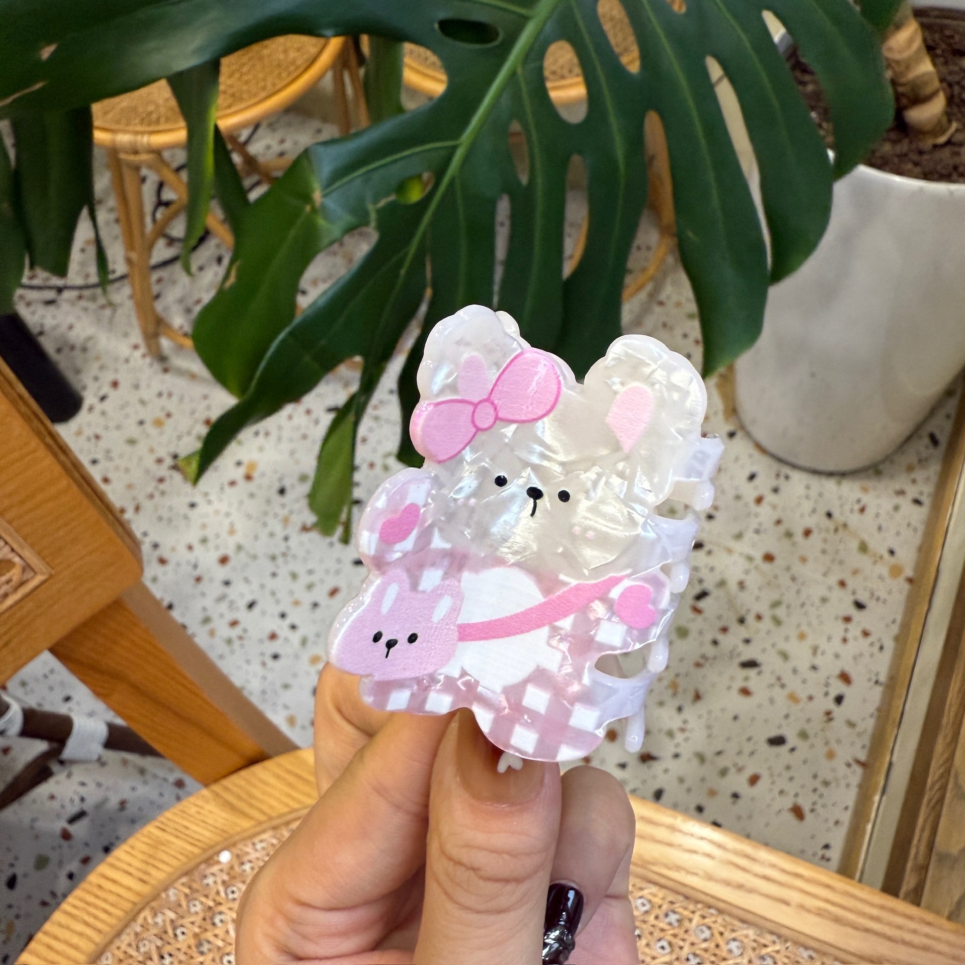 Sac ours lapin blanc-rose