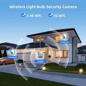具有成本效益的3MP 360度人工智能灯泡摄像头，带双向音频夜视本地云存储简易安装系统
