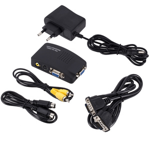 Adaptador AV a VGA para ordenador portátil, convertidor de vídeo para PC, TV, RCA, s-video, entrada a PC, VGA, salida LCD, caja de vídeo