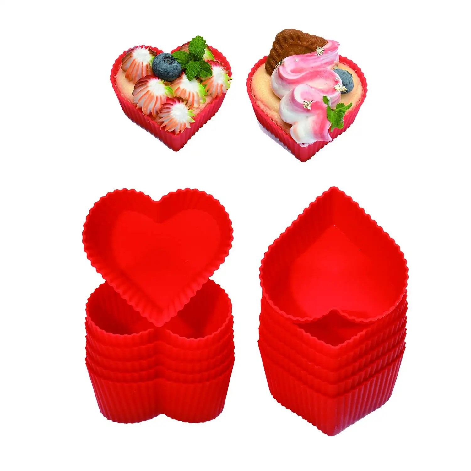 Logo personalizzato cucina fiore riutilizzabile in Silicone Cupcake forma carina cibo cottura Muffin tazze stampo stampo Set Muffin per la cottura