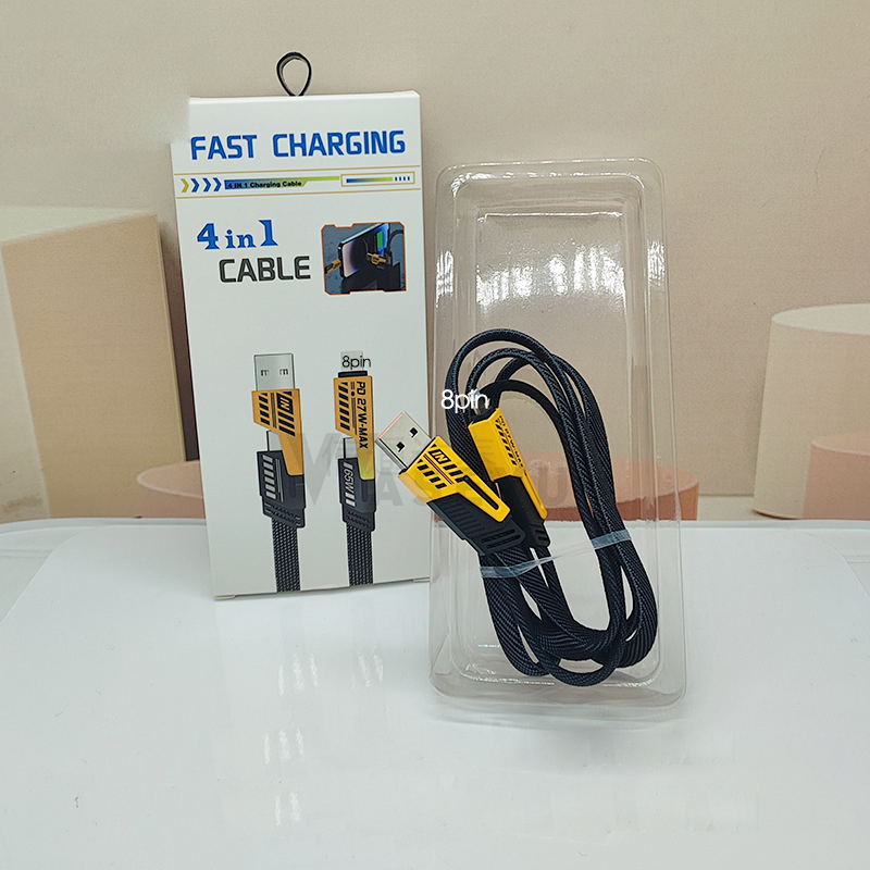 Amarillo - Cable Mecha 4 en 1 + Caja
