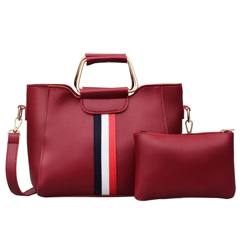 Hot Selling Hochwertige rote Handtasche und Geldbörse Set Damen handtaschen PU Leder 2 PCS Set Umhängetasche