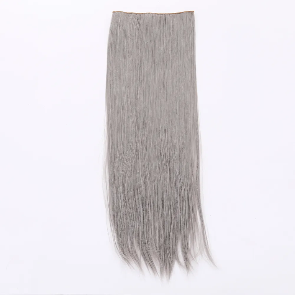 JINRUILI Wholesale Customizable Silky Straight Grey Synthetic Hair Extension Invisible Clip-in Hair Extension for Women