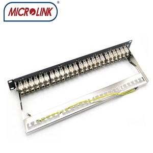 PANEL de parche cargado, 19 '', 1U, 24 puertos, RJ45, STP, CAT6A, PANEL de parche blindado con Gato de módulo CAT6A