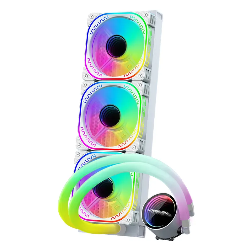 Weißer 360-mm-LCD-Display-PC ARGB-Motherboard-Synchron isations ventilatoren Wasserflüssigkeits-CPU-Kühler für Gaming-PC-Gehäuse mit LED-Wasser leitung