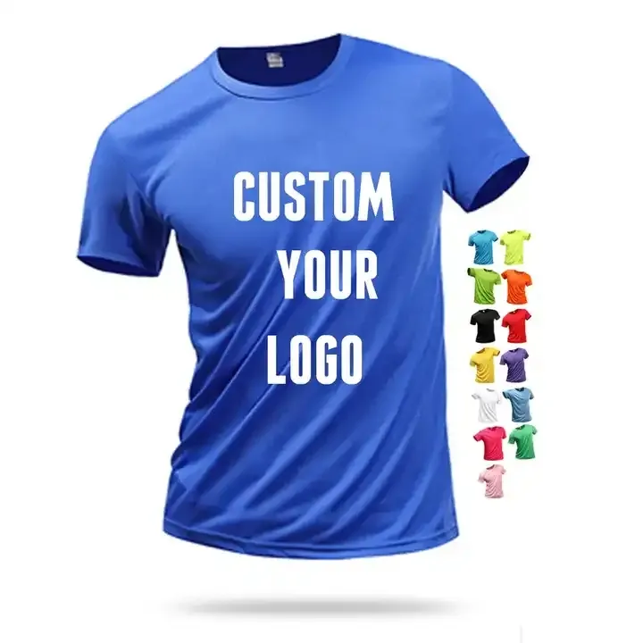 Fast Dri Dry Fitted Men's T-shirts Wholesale Custom Printed Pure Sports Gym Running 100 Sublimated 100% Polyester White Blue