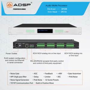 Professional Audio matrix 24 Bit/48kHz 16 <strong>Input</strong> 16 <strong>Output</strong> DSP Speaker <strong>Management</strong> Processor - Product Image 2