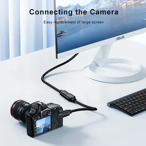 SAMZHE微型至HDMI适配器4K/60hz 3D微型HDMI，适用于GoPro Hero 7覆盆子Pi 4索尼尼康编织HDMI电缆 - Product Image 4