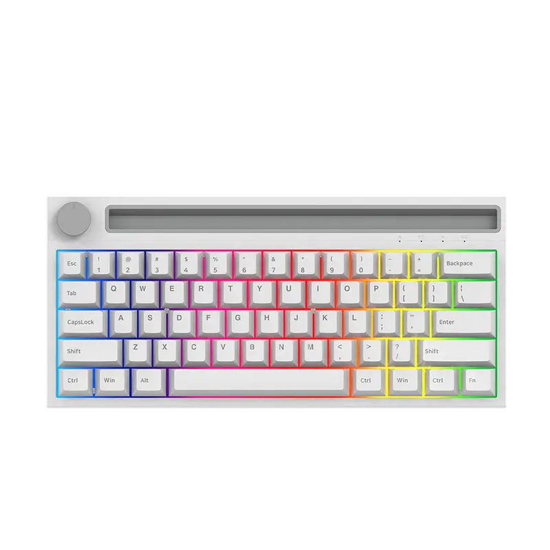 AJAZZ-Teclado mecánico inalámbrico para videojuegos, periférico RGB con 62 teclas, modo Dual, BT, USB3.0/tipo C, color Dual opcional, adecuado para ordenador portátil/PC