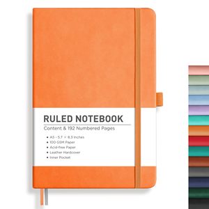 Quaderni Journaling A5 a righe quaderno con 192 pagine numerate diari per la scrittura di quaderni per il lavoro in pelle rigida - Product Image 2