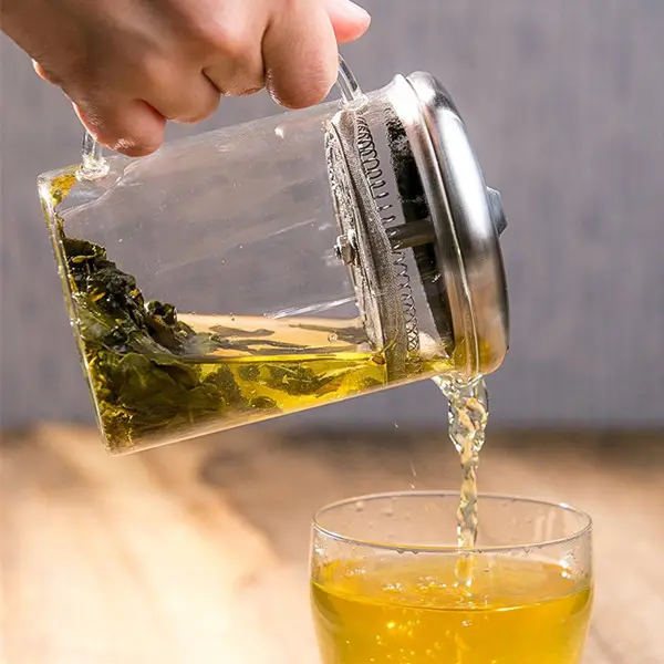 Stock personalizzato 400ml 650ml personalizzato Tea Steeper facile semplice teiera in vetro per la preparazione del tè con coperchio del filtro del filtro