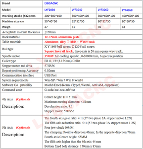 LYBGACNC数控铣削路由器LYF2030 3040 3060 4060数控雕刻金属木钻雕刻机3轴4轴5轴 - Product Image 5
