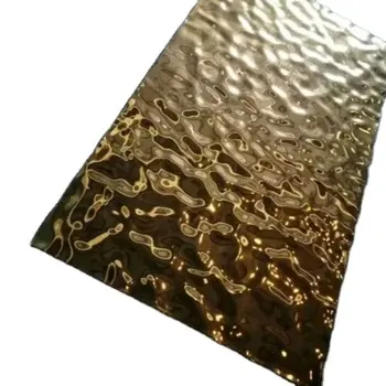تصنيع رخيصة 304 306 316 أوراق تصميم 3d لوحة مطرقة محفور ذهبية أوراق مرآة المياه المموجة صلب مقاوم للصدأ
