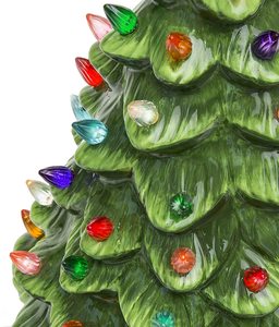 迷你小手绘陶瓷圣诞xmas人造树装饰饰物带led灯 - Product Image 6
