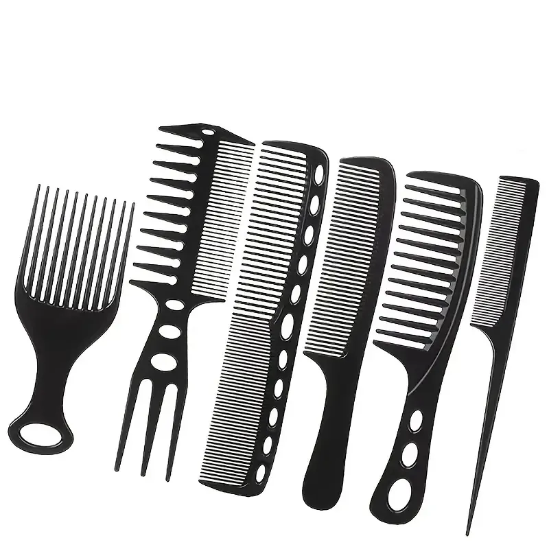 6PCS Professional Barber Aluminum Dressing Comb, For HairStyling Included Long Hair Cutting Comb, Short Styling Comb.Handle Comb