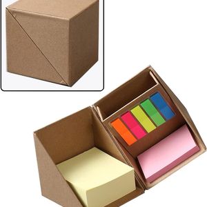 Custom Design <span class=keywords><strong>Cube</strong></span> Forma Sticky Note Set Kraft <span class=keywords><strong>Paper</strong></span> Pad Pen Holder Set Promoção Barato Sticky Custom Logo Com Box Note Pad