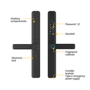 Tuya APP alüminyum kapı akıllı kilit dar Backset akıllı kilit 85mm sürgülü kapı parmak izi PIN anahtarsız dijital kolu kilidi