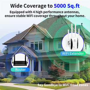 Extensor inalámbrico NBKEY N300, enrutador Wi-Fi-4 antenas de alta potencia de 5dBi, admite Punto de Acceso, WISP, hasta 300Mbps - Product Image 3