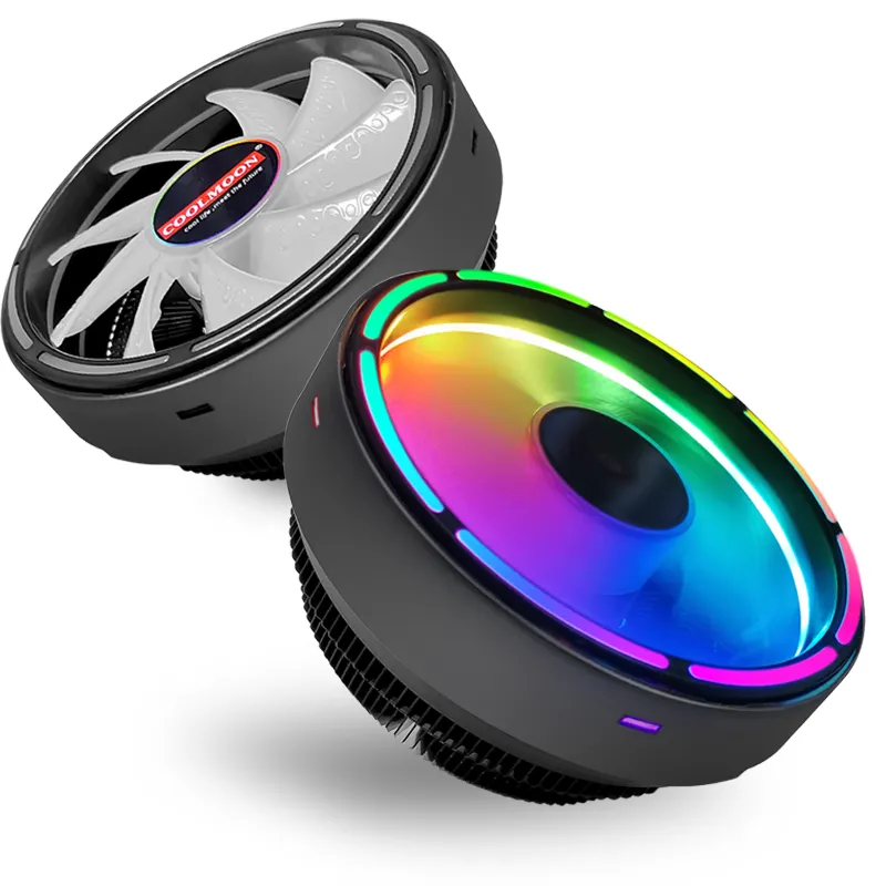 COOLMOON pendingin CPU komputer, Label kustom prosesor Glory2 pendingin CPU Top Down Auto RGB CPU Air Cooler PC Gaming harga murah