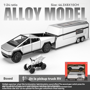 Diecast <strong>Model</strong> Car 1:24 T Cybertruck RV Vehicle <strong>Models</strong> with Sound and Light Pullback Door Open Decorate Collect Metal Car Mode - Product Image 4