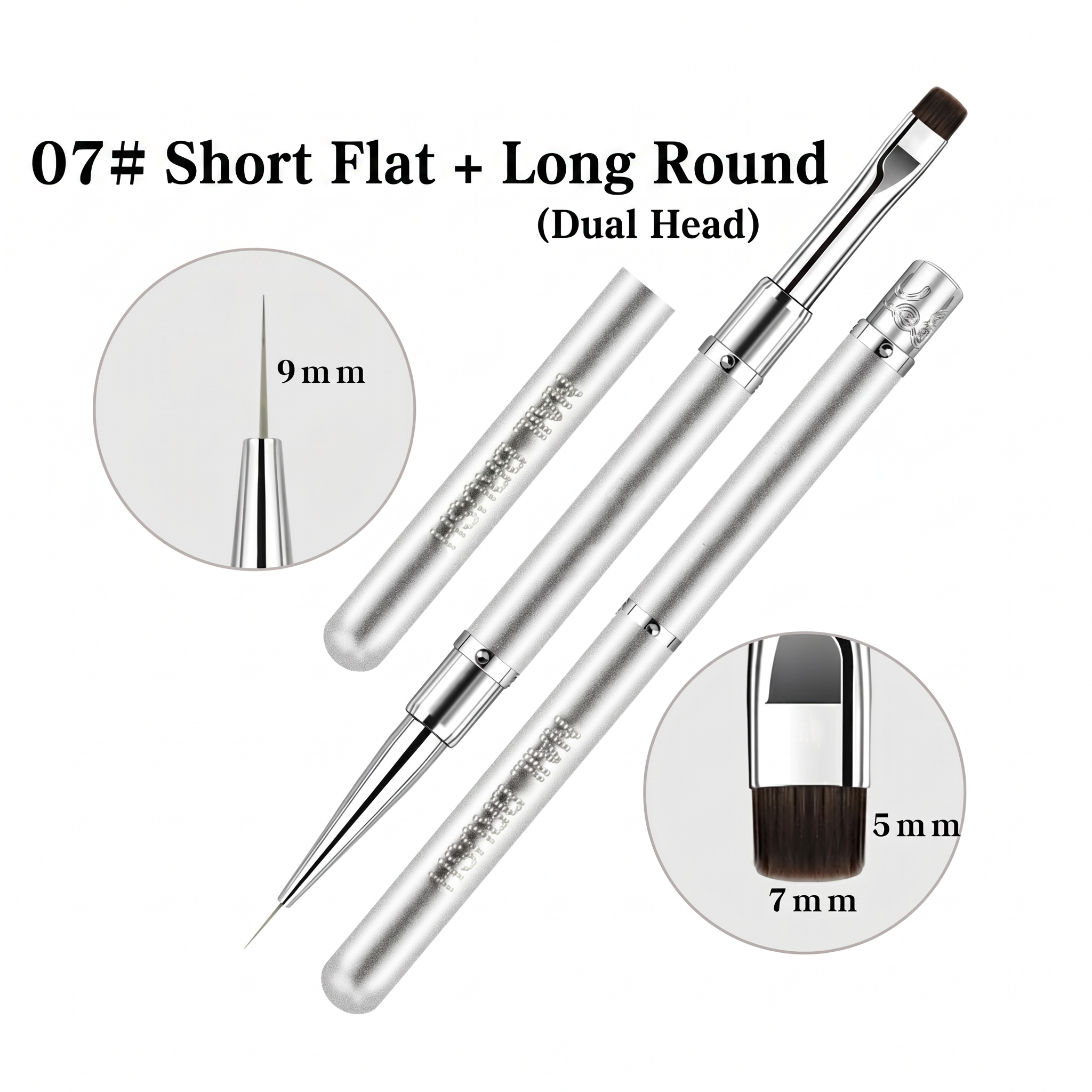 #07 Brosse courte plate et longue ronde (double tête)