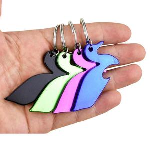 Personalizado Promocional Simples Gravado Pato Forma Abridor De Garrafa De Metal Alumínio Keychain Abridores De Garrafa De Cerveja Para Presente