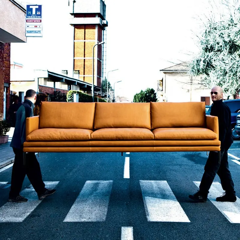 Sofá de tecido moderno de luxo, sofá de canto de três lugares