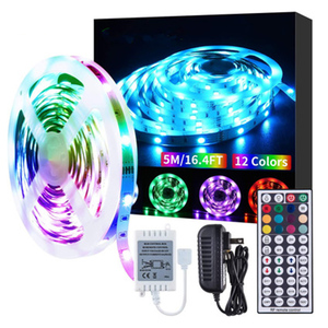 ไฟแถบ LED 5เมตร RGB 5050กันน้ำ RGB นำแสง5เมตร10เมตรเทปไดโอด DC 12โวลต์ควบคุมไฟแถบ LED ที่มีการควบคุมระยะไกล - Product Image 1