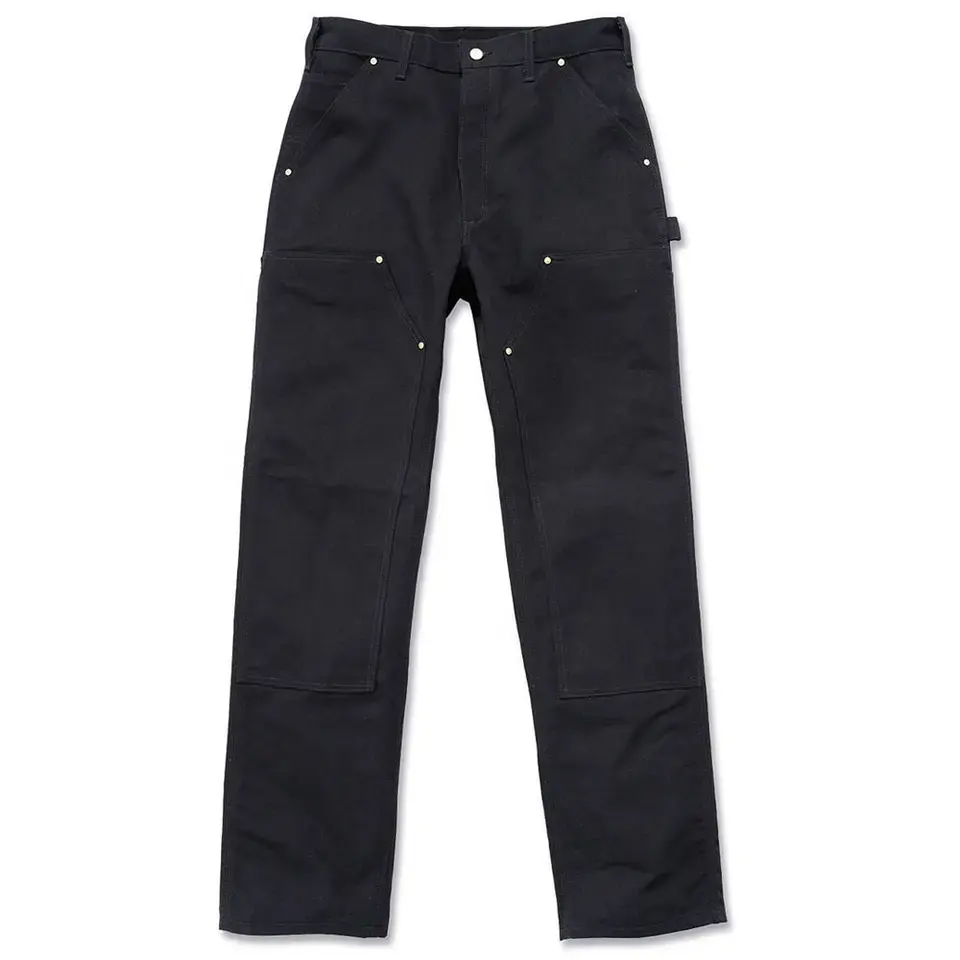 Homens preto duplo joelho trabalho carpinteiro calças jeans pintor personalizado regular calças cargo para homens