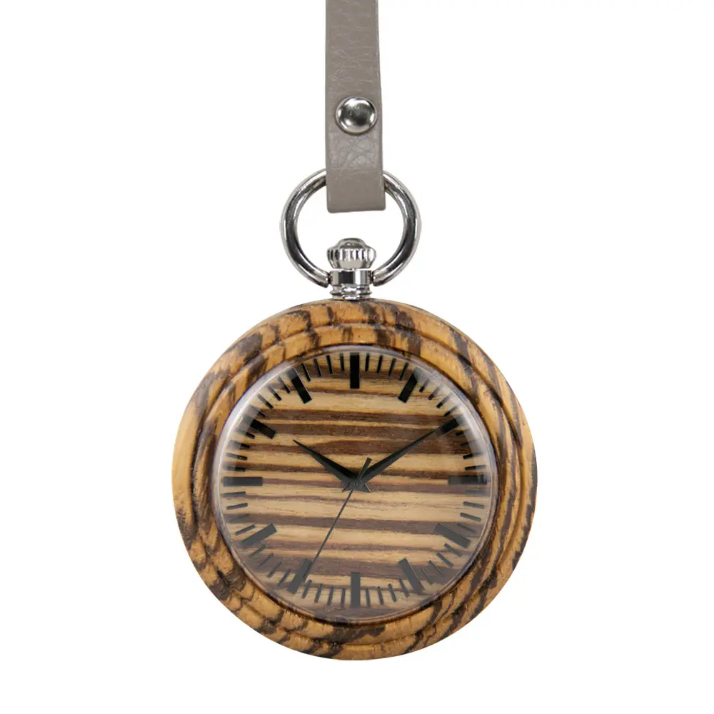 Novos Homens Mulheres Vintage Retro Presente Luxo Gravado Relógios De Madeira Cadeia De Couro Quartz Movimento Pocket Watch Reloj De Bolsillo