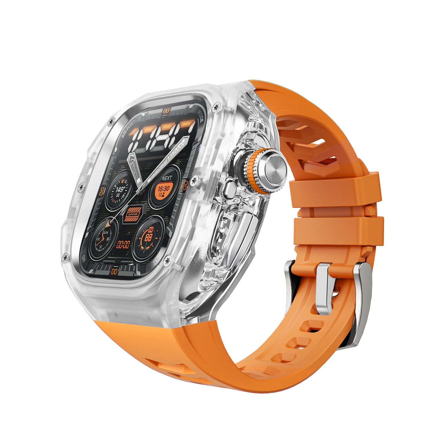 Clear-silver-orange