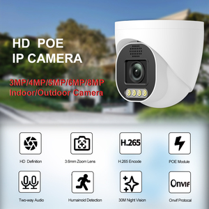 3MP 5MP 6MP 8MP Detección Exterior Interior POE IP Domo Cámara de red con audio - Product Image 3