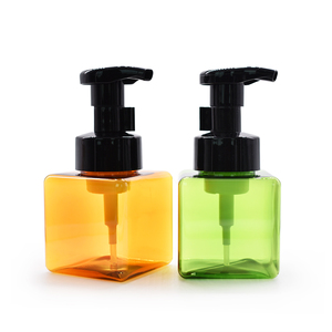 250ml 450ml pembe yeşil kare PETG kozmetik ambalaj el sabunu köpük pompalı şişe pompa kapağı ile