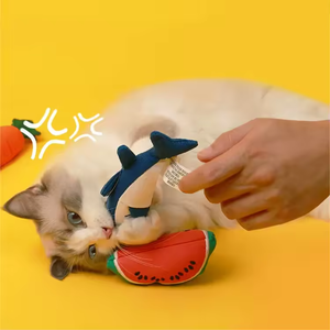 AFP Peluche de Peluche para Gato, Juguete Interior de Hierba Gatera para Masticar Tiburón, Plátano, Zanahoria, Sandía, Pescado, Sonido - Product Image 5
