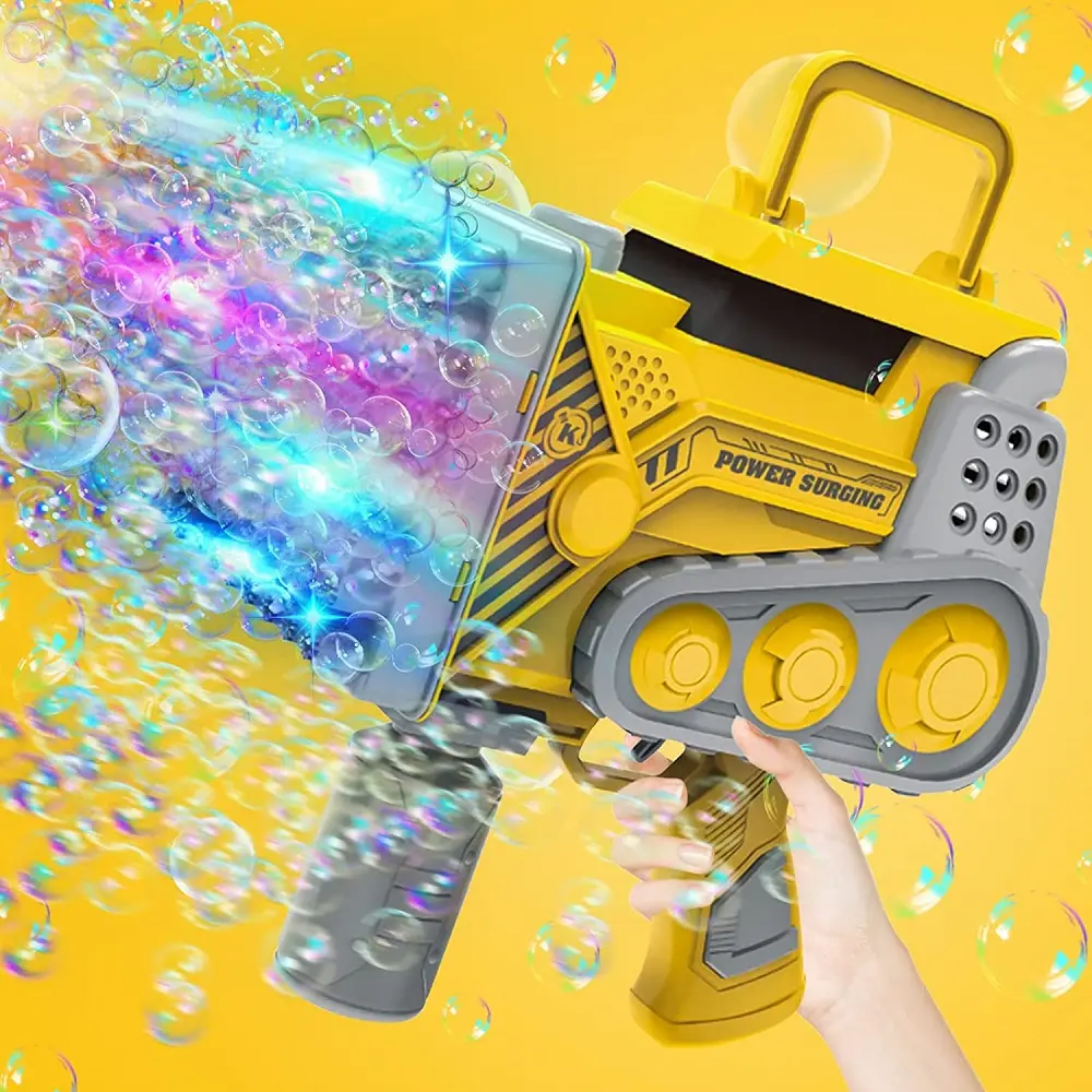 New Electrical 80 Holes Soap Bubble Machine 10000+ Bubbles Construction Truck Bubble Gun for Kids