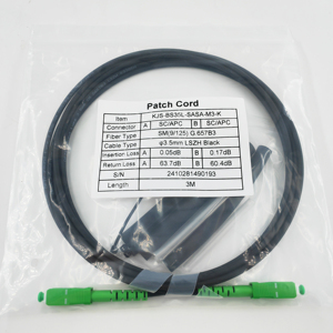Cable de conexión de fibra óptica G657B3 negro LSZH con SC/APC 3,5 MM de diámetro 3M/5M/10M FR-LS-ZH-UV-RoHS TOT FTTX - Product Image 1