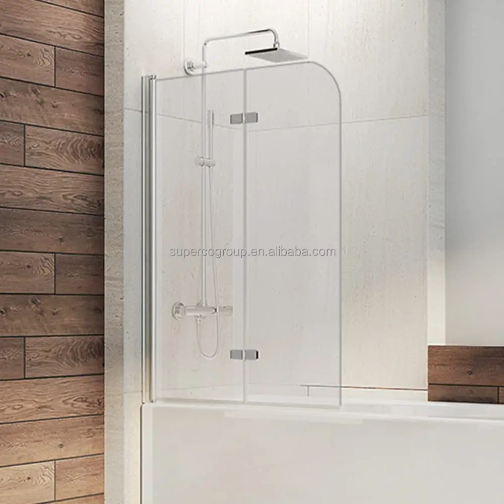 Frameless vasca da bagno porta porta pieghevole bagno in vetro temperato 2 pannello vasca da bagno box porta doccia bagno schermo doccia