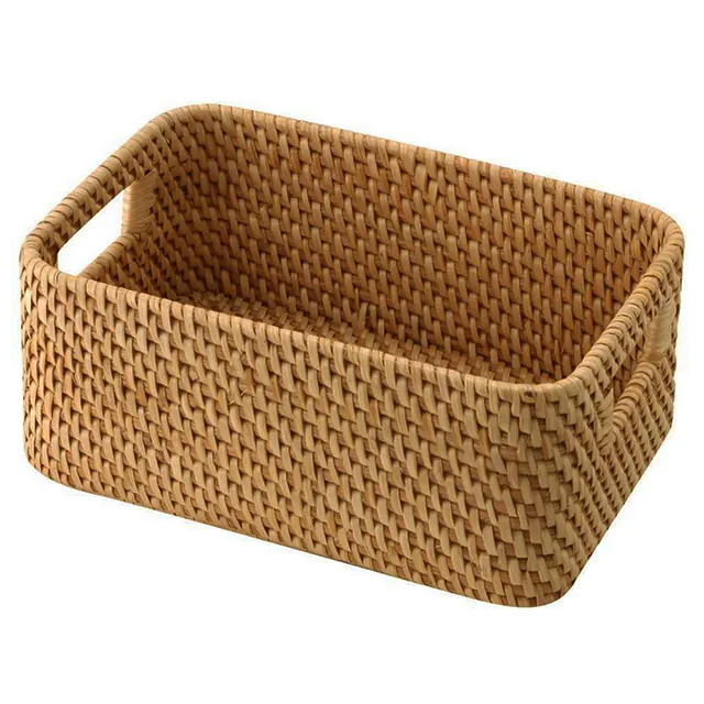 Hot Sale 100% Organic Rattan Rectangle Basket With High Quality For Home Decoration Ready To Ship